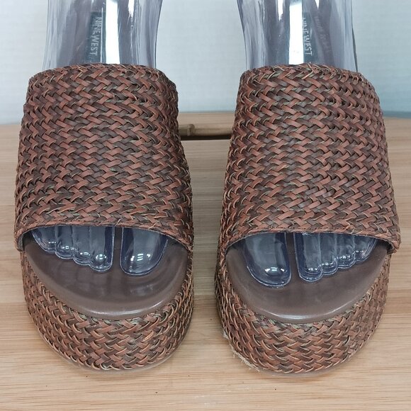 Nine West Womens Sz 8.5 M Everie Woven High Platform Wedge Sandals - Picture 3 of 10